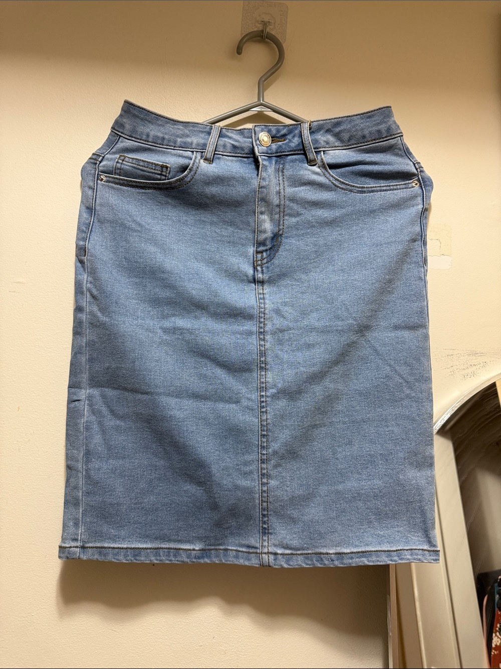 Vero Moda Light Blue Denim Midi Pencil Skirt